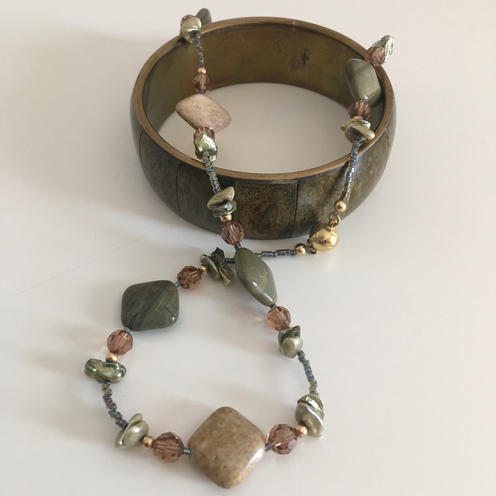 Stone Bracelet and Necklace Combo